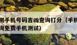 免费预测手机号码吉凶查询打分（手机号码测吉凶查询免费手机测试）