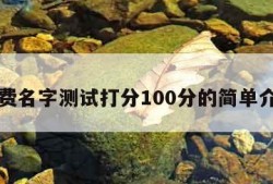 免费名字测试打分100分的简单介绍