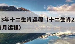 2013年十二生肖运程（十二生肖2013年每月运程）