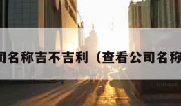 查公司名称吉不吉利（查看公司名称吉利）