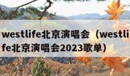 westlife北京演唱会（westlife北京演唱会2023歌单）